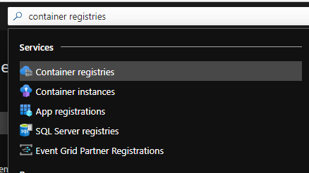 search for container registries