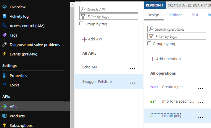 Petstore API in Azure Portal