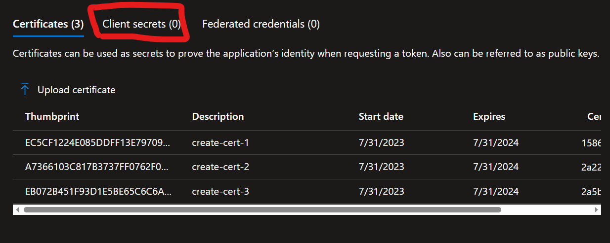 reset credential deletes all Client secrets